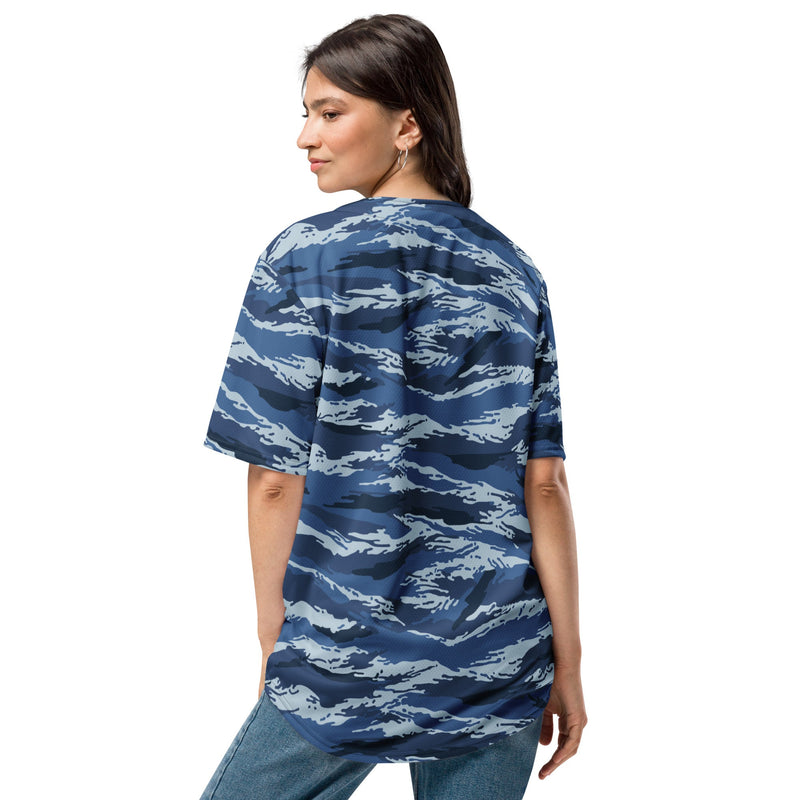 Tiger Stripe Kamysh Blue CAMO Unisex Baseball Jersey