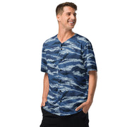 Tiger Stripe Kamysh Blue CAMO Unisex Baseball Jersey