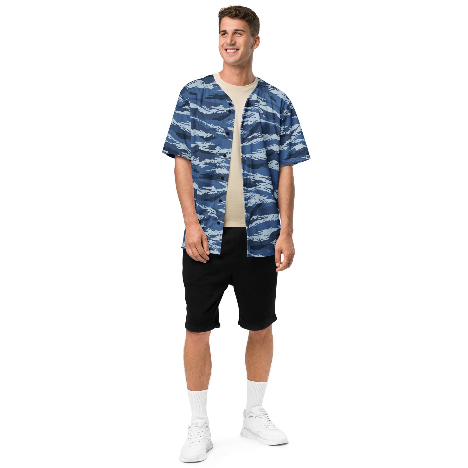 Russian Tiger Stripe Kamysh Blue CAMO baseball jersey - Baseball Jerseys