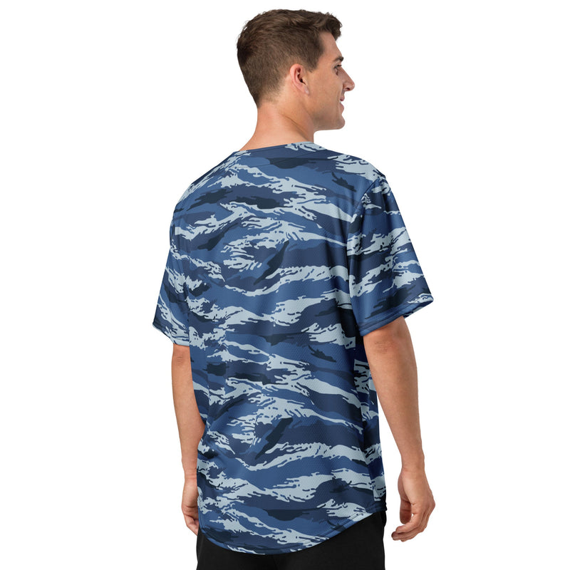 Tiger Stripe Kamysh Blue CAMO Unisex Baseball Jersey