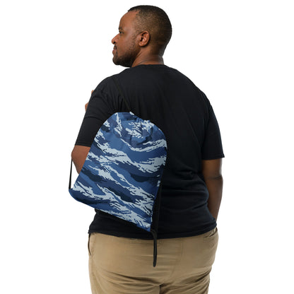 Russian Tiger Stripe Kamysh Blue CAMO Drawstring Bag - Bags