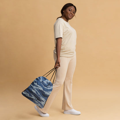 Russian Tiger Stripe Kamysh Blue CAMO Drawstring Bag - Bags