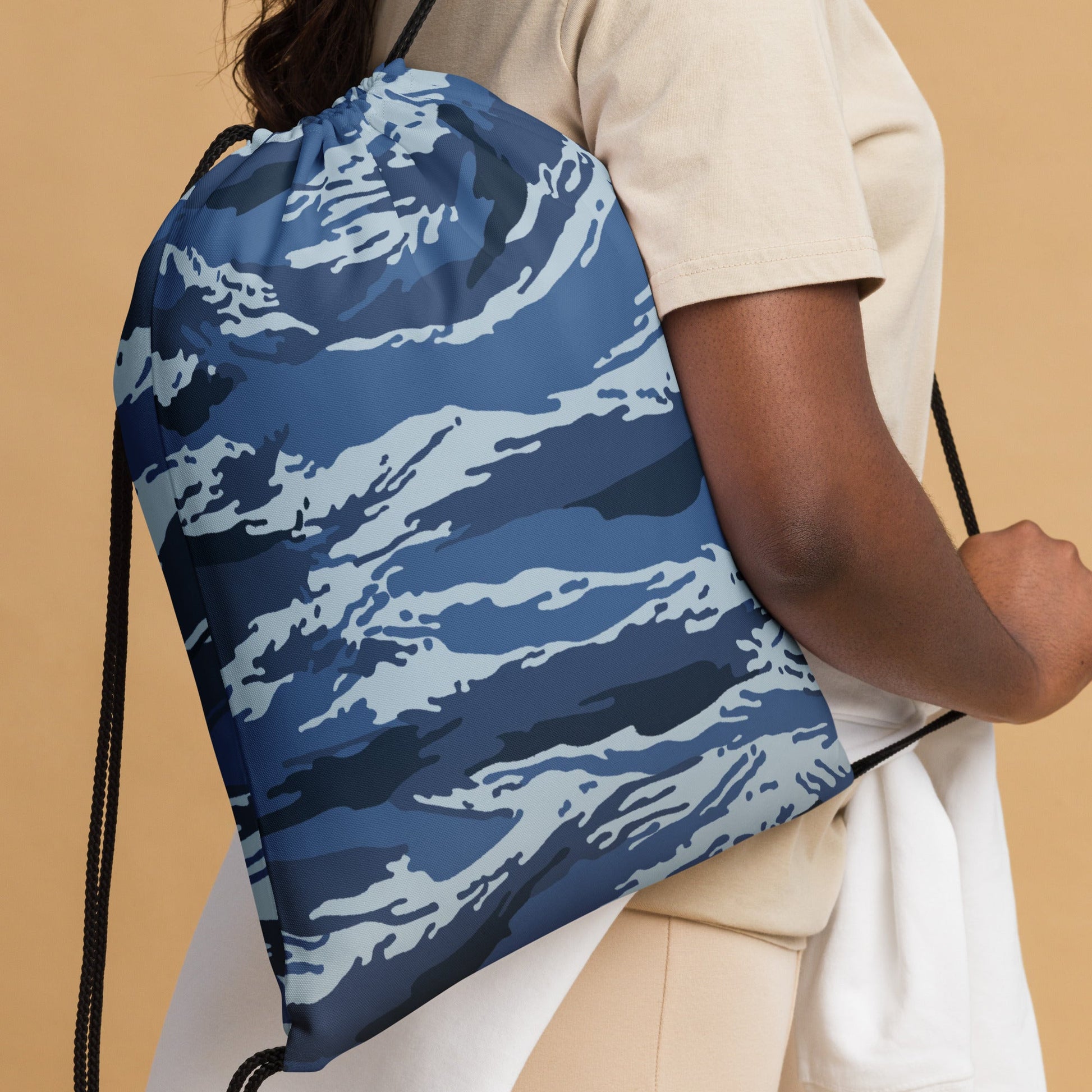 Russian Tiger Stripe Kamysh Blue CAMO Drawstring Bag - Bags