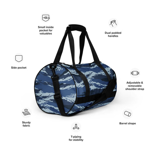 Russian Tiger Stripe Kamysh Blue CAMO gym bag - Gym Bags