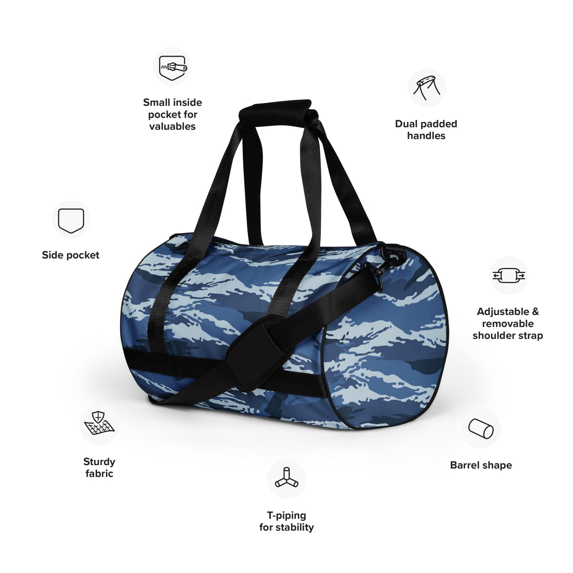 Russian Tiger Stripe Kamysh Blue CAMO gym bag - Gym Bags