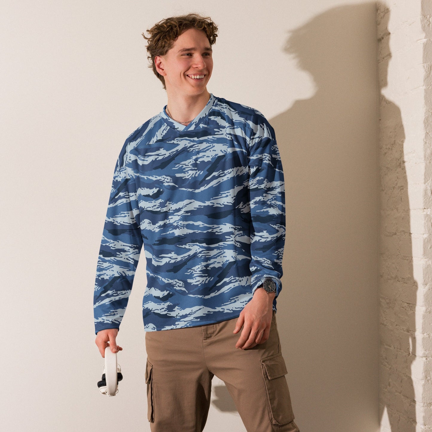 Russian Tiger Stripe Kamysh Blue CAMO hockey fan jersey - Hockey Jerseys