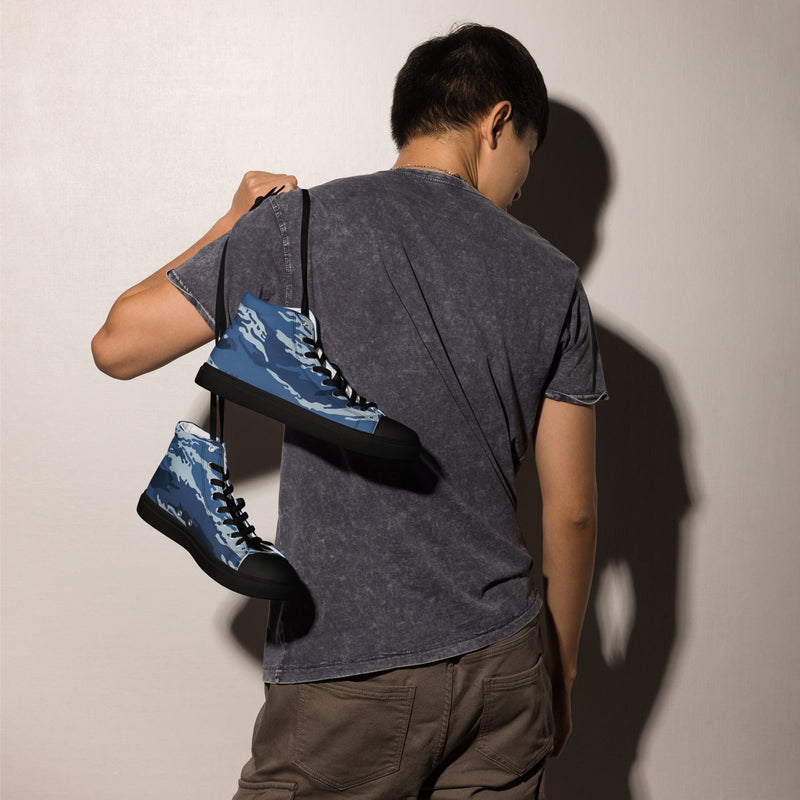 Tiger Stripe Kamysh Blue CAMO Mens High-Top Canvas Shoes