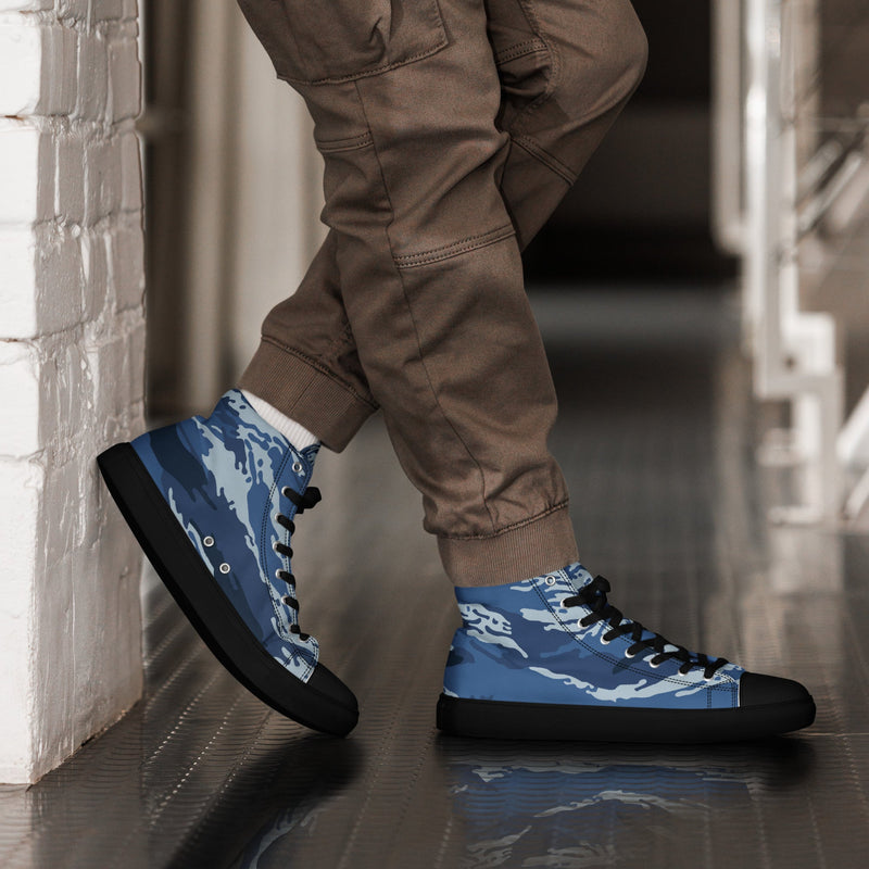 Tiger Stripe Kamysh Blue CAMO Mens High-Top Canvas Shoes - 5