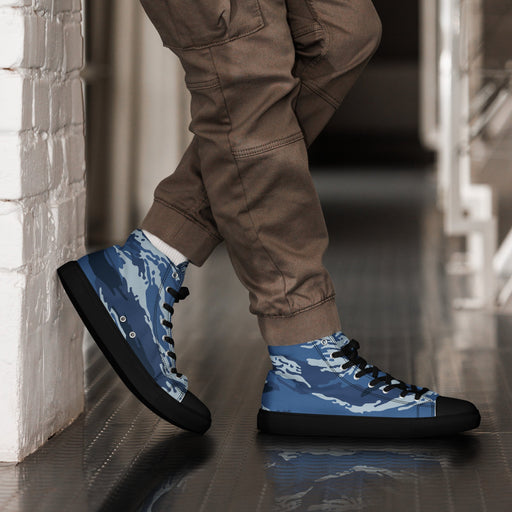 Tiger Stripe Kamysh Blue CAMO Mens High-Top Canvas Shoes - 5