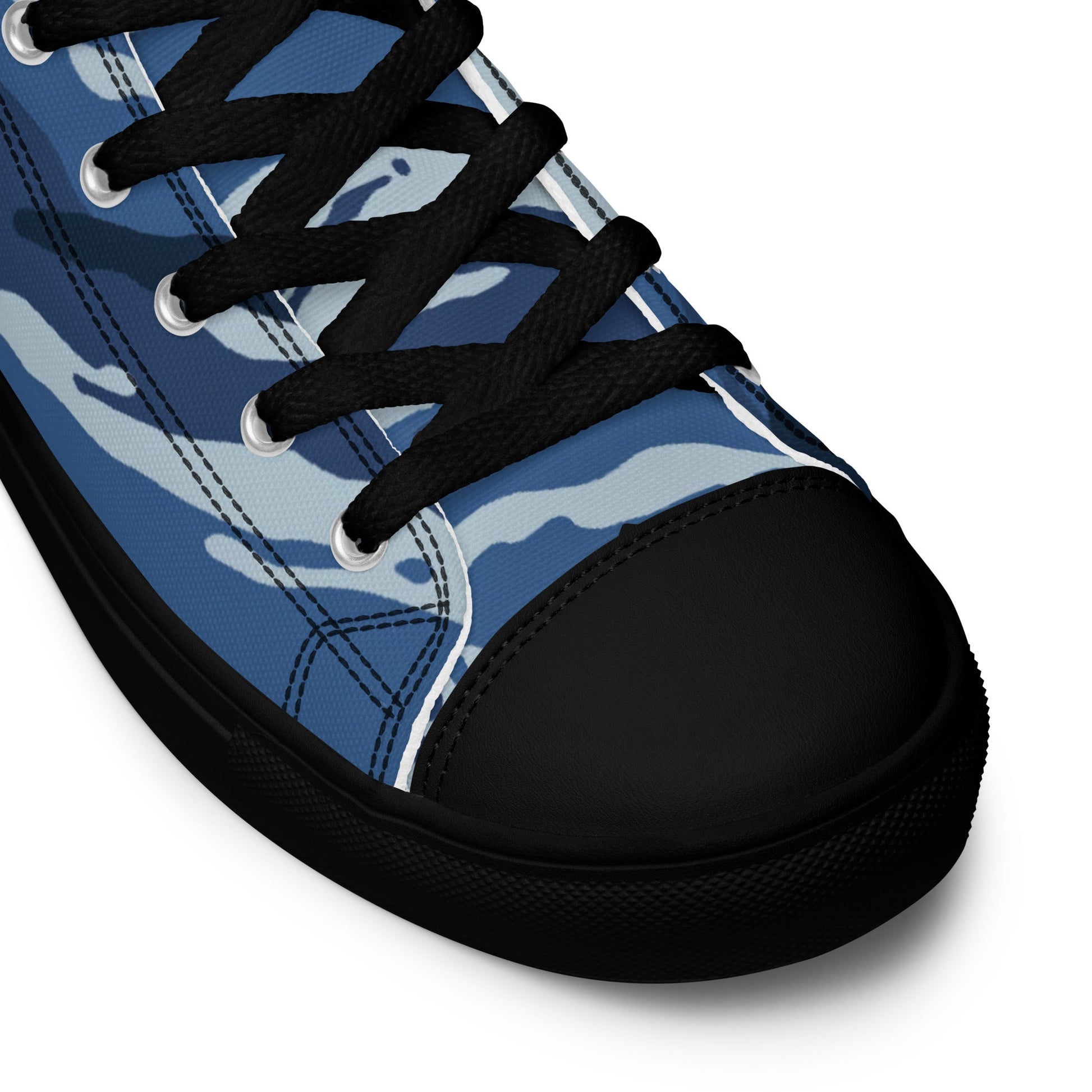 Russian Tiger Stripe Kamysh Blue CAMO Mens high top canvas shoes - High Top Canvas Shoes