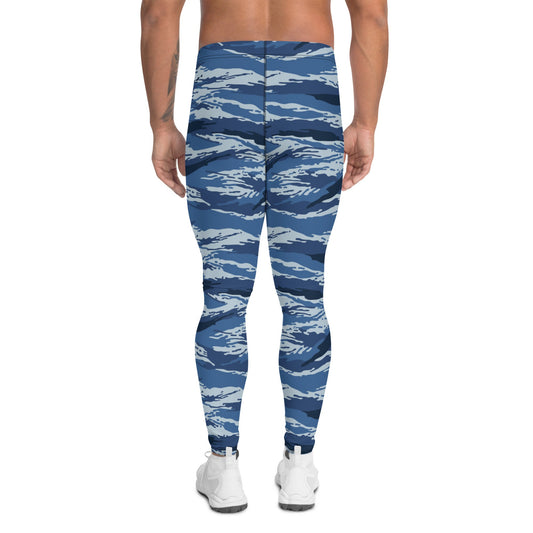 Russian Tiger Stripe Kamysh Blue CAMO Mens Leggings