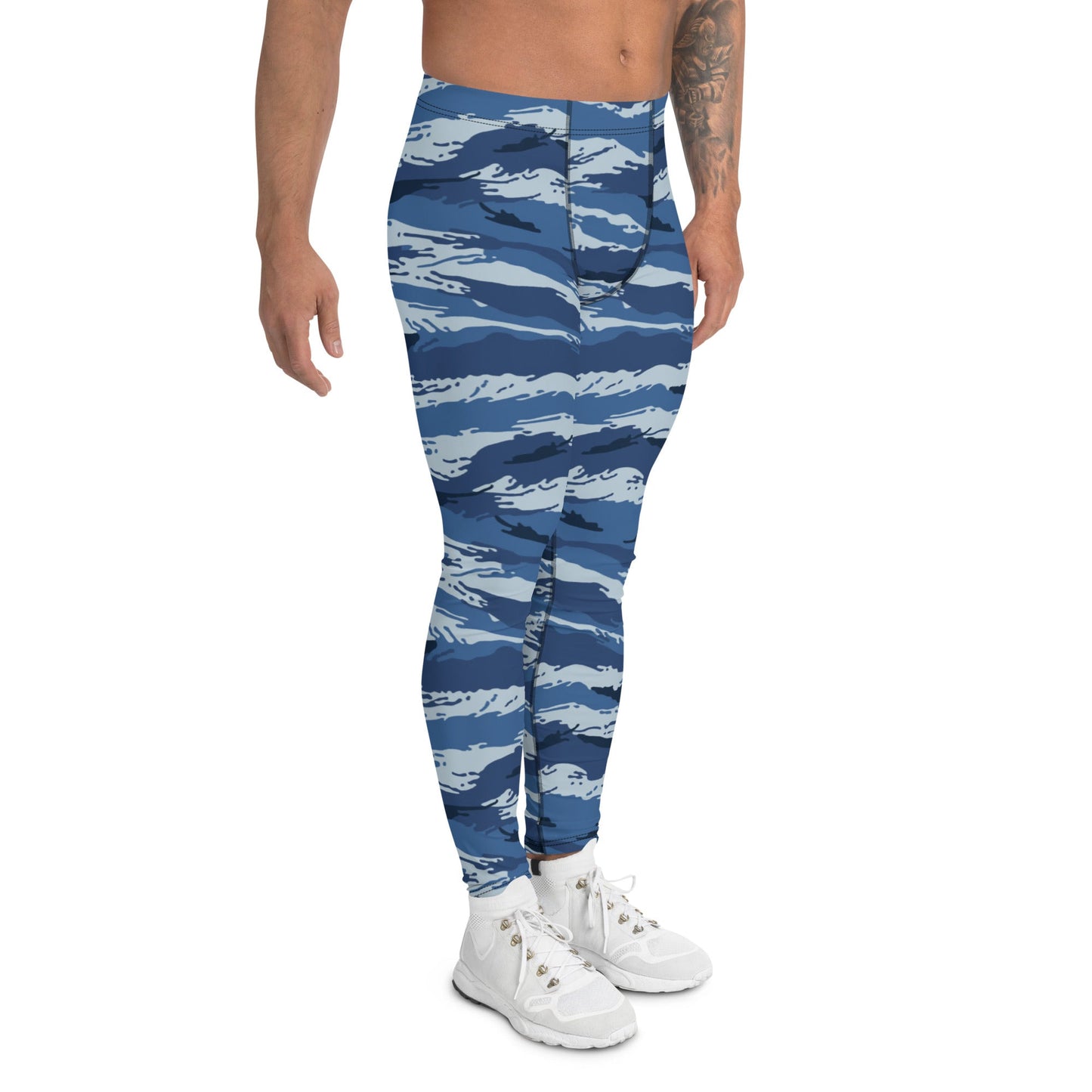 Russian Tiger Stripe Kamysh Blue CAMO Mens Leggings