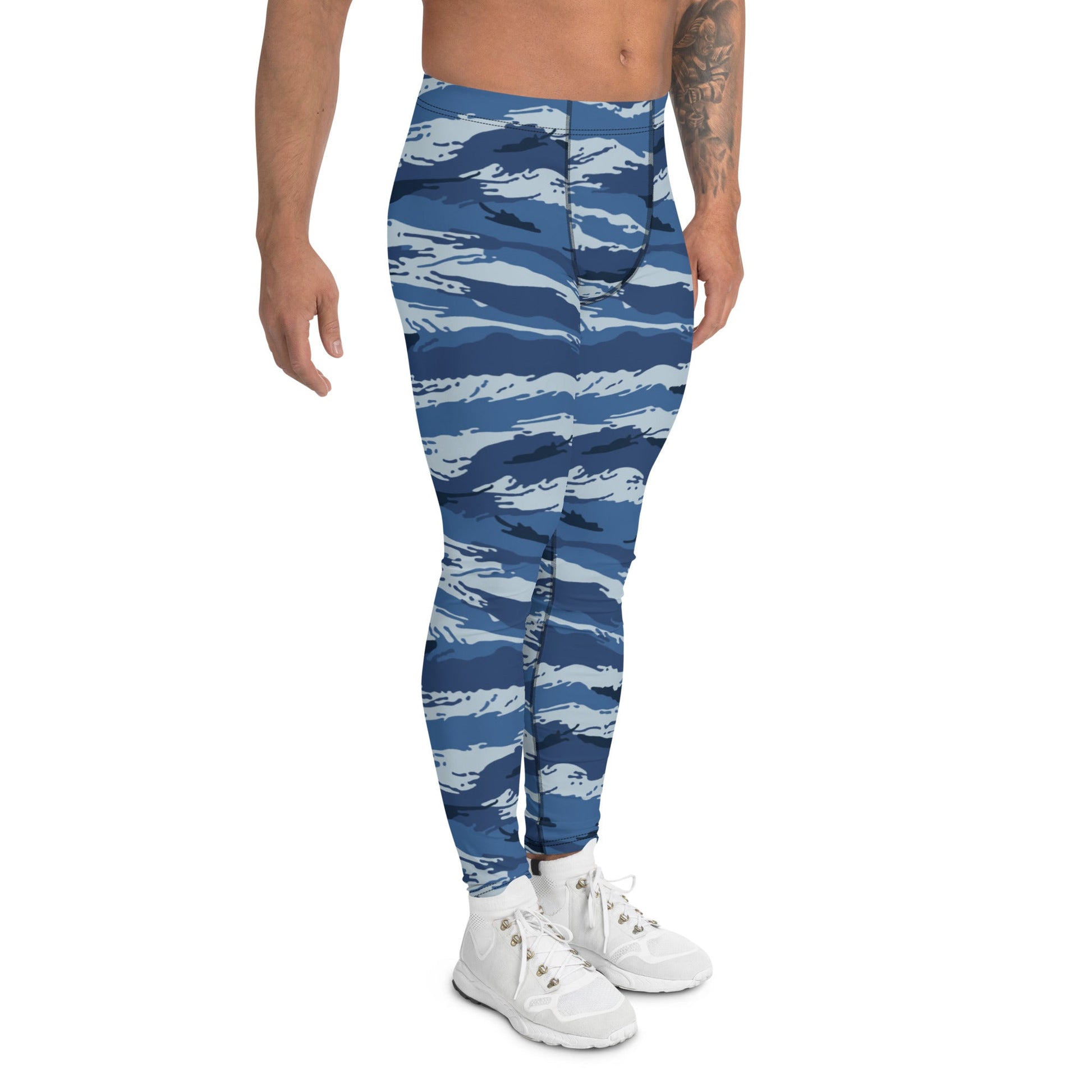 Russian Tiger Stripe Kamysh Blue CAMO Mens Leggings