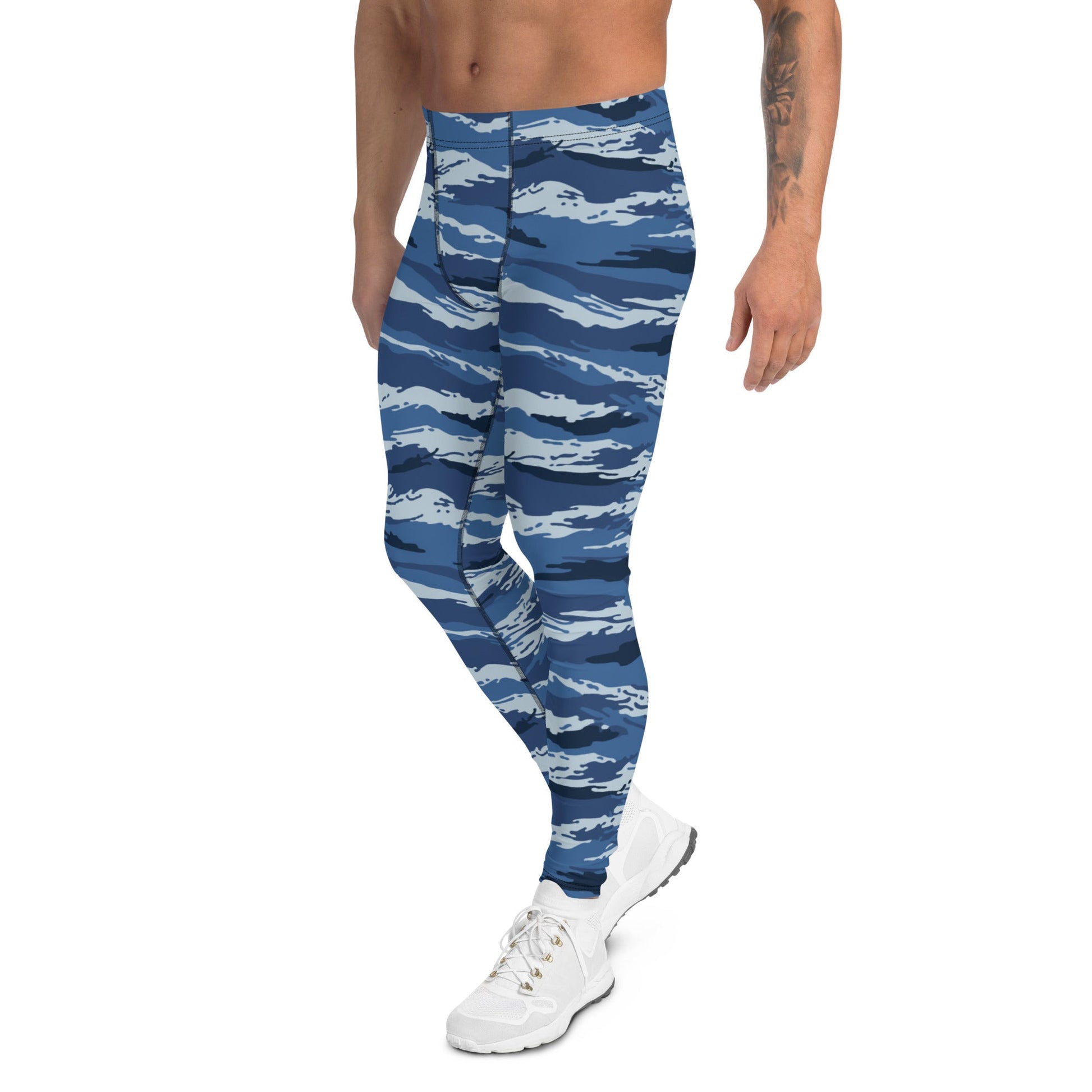 Russian Tiger Stripe Kamysh Blue CAMO Mens Leggings
