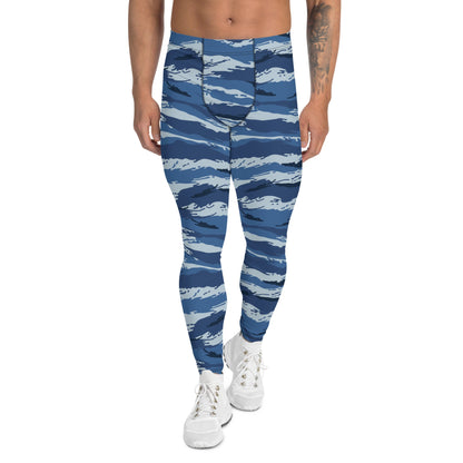 Russian Tiger Stripe Kamysh Blue CAMO Mens Leggings - XS