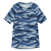 Tiger Stripe Kamysh Blue CAMO Mens Short-Sleeve Rash Guard - 2XS