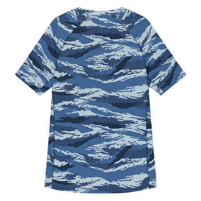 Russian Tiger Stripe Kamysh Blue CAMO Mens Short-Sleeve Rash Guard - Short-sleeve Guards