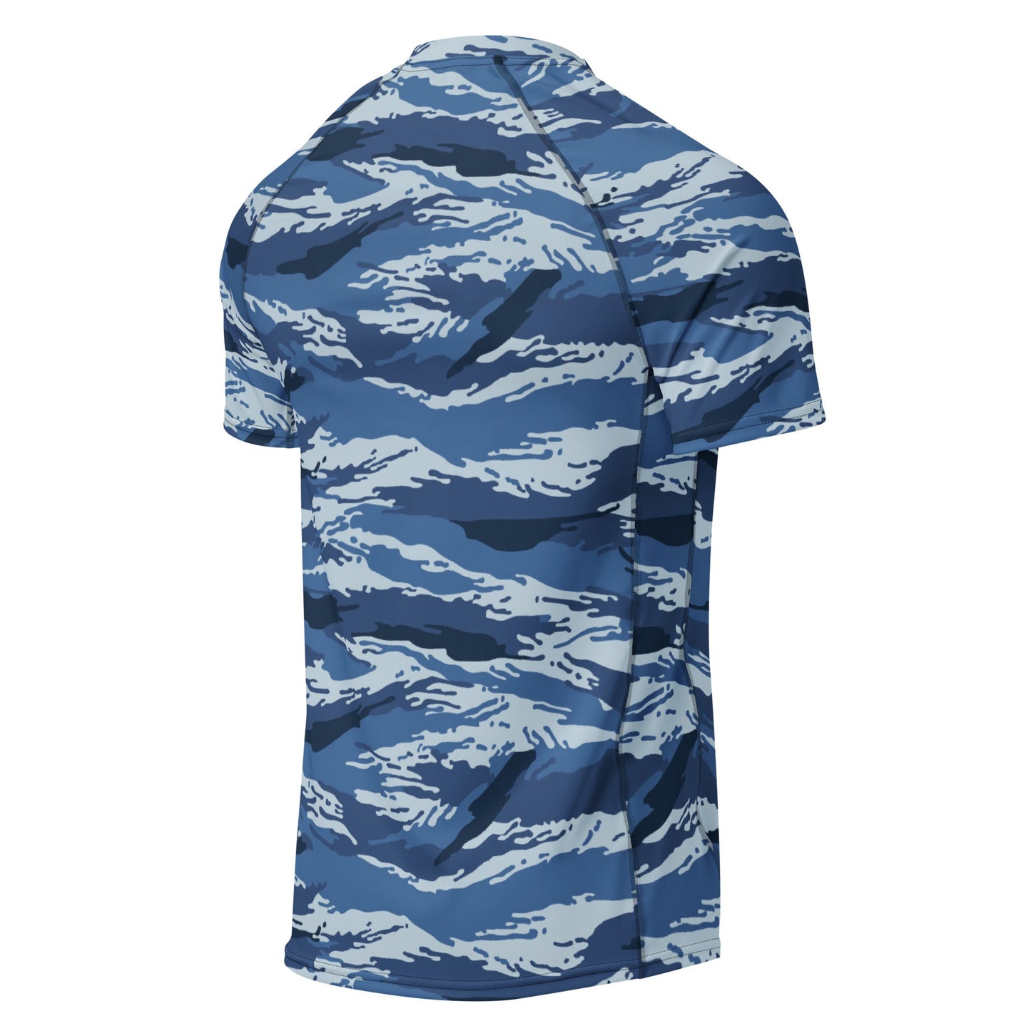 Russian Tiger Stripe Kamysh Blue CAMO Mens Short-Sleeve Rash Guard - Short-sleeve Guards