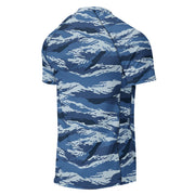 Tiger Stripe Kamysh Blue CAMO Mens Short-Sleeve Rash Guard