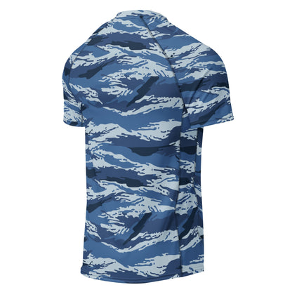 Russian Tiger Stripe Kamysh Blue CAMO Mens Short-Sleeve Rash Guard - Short-sleeve Guards