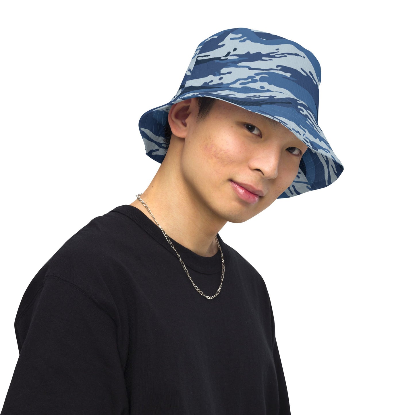 Russian Tiger Stripe Kamysh Blue CAMO Reversible bucket hat - Bucket Hats