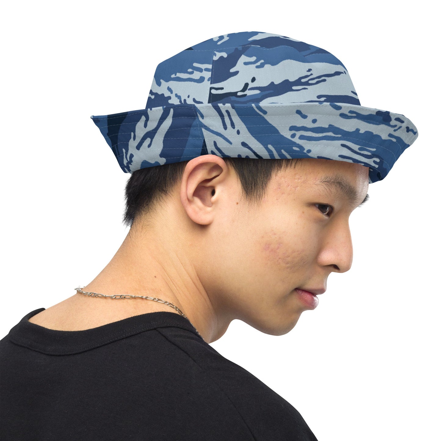 Russian Tiger Stripe Kamysh Blue CAMO Reversible bucket hat - Bucket Hats