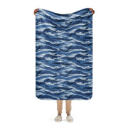 Tiger Stripe Kamysh Blue CAMO Sherpa Blanket - 37″×57″