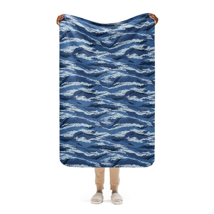 Russian Tiger Stripe Kamysh Blue CAMO Sherpa blanket - 37″×57″ - Blankets