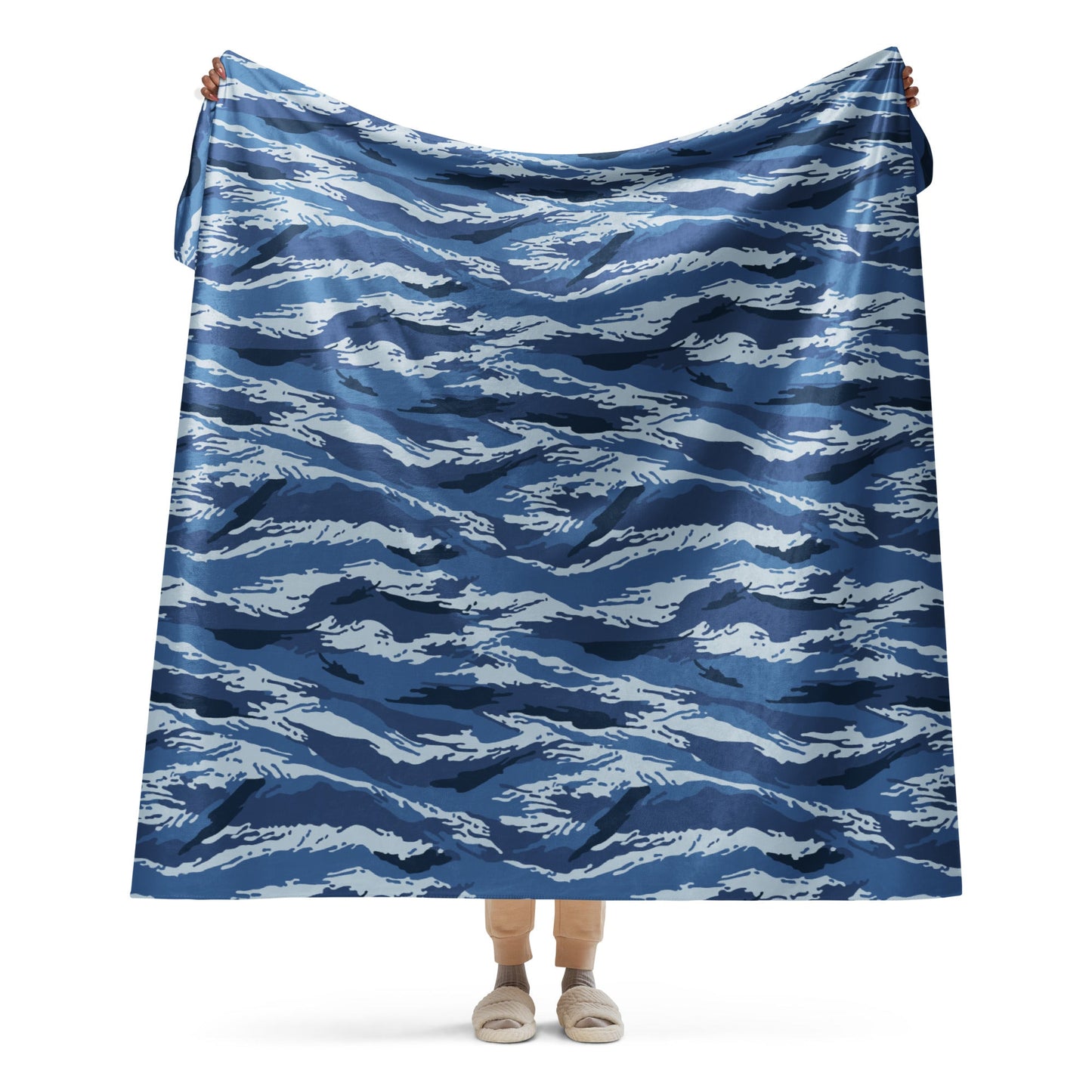 Russian Tiger Stripe Kamysh Blue CAMO Sherpa blanket - 60″×80″ - Blankets