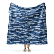 Tiger Stripe Kamysh Blue CAMO Sherpa Blanket - 60″×80″
