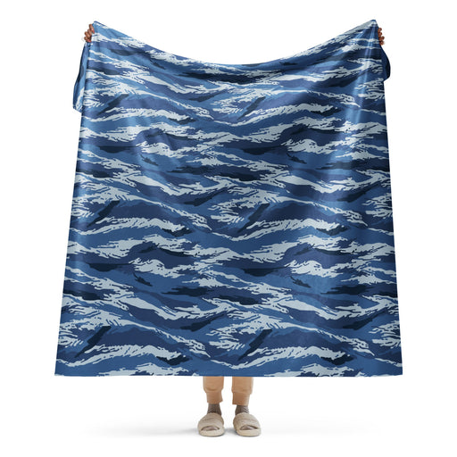 Tiger Stripe Kamysh Blue CAMO Sherpa Blanket - 60″×80″