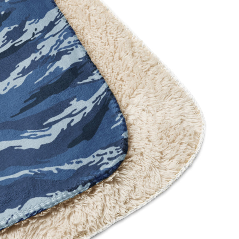 Tiger Stripe Kamysh Blue CAMO Sherpa Blanket