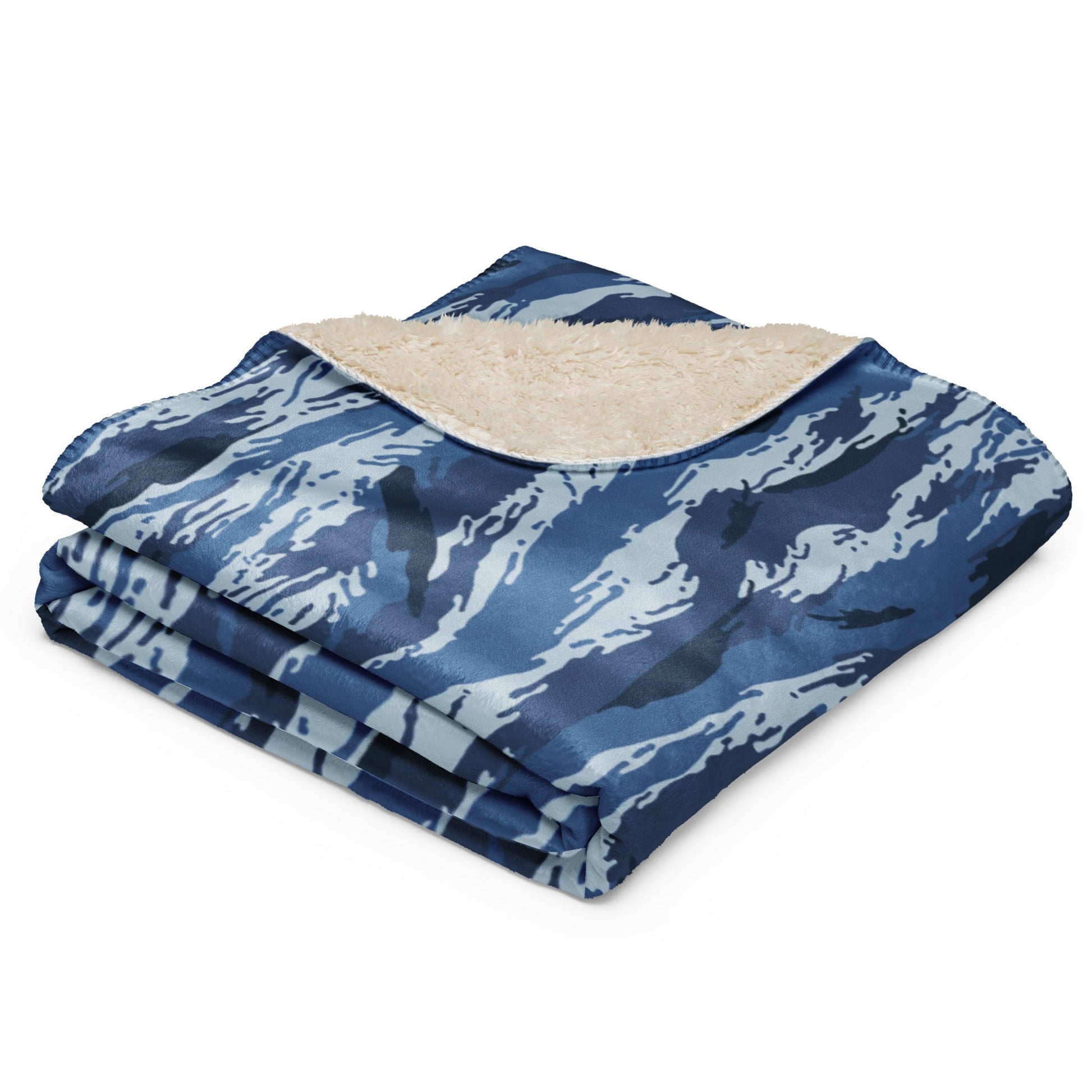 Russian Tiger Stripe Kamysh Blue CAMO Sherpa blanket - Blankets