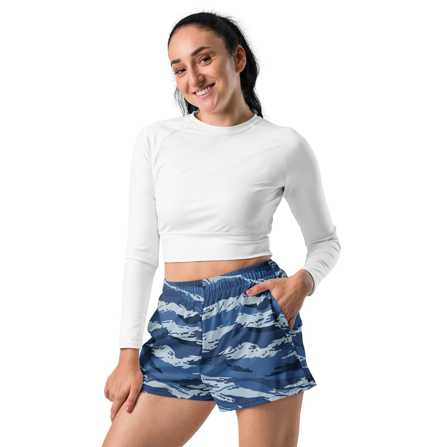 Russian Tiger Stripe Kamysh Blue CAMO Unisex Athletic Shorts