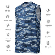 Tiger Stripe Kamysh Blue CAMO Unisex Basketball Jersey