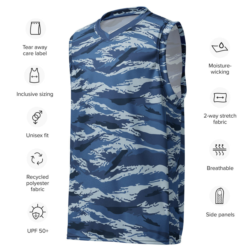 Tiger Stripe Kamysh Blue CAMO Unisex Basketball Jersey