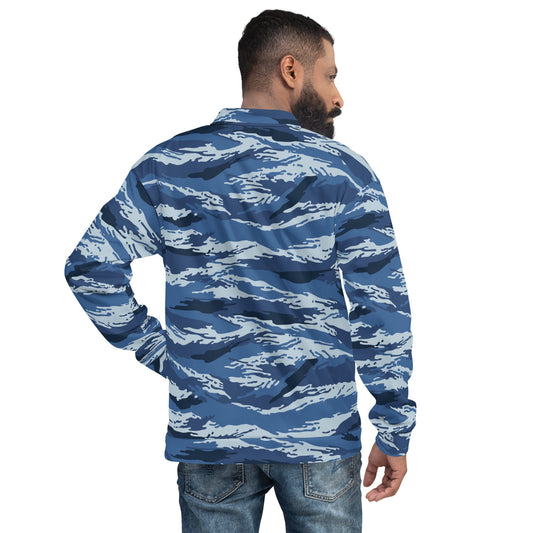 Russian Tiger Stripe Kamysh Blue CAMO Unisex Bomber Jacket - Jackets