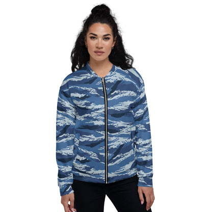 Russian Tiger Stripe Kamysh Blue CAMO Unisex Bomber Jacket - Jackets