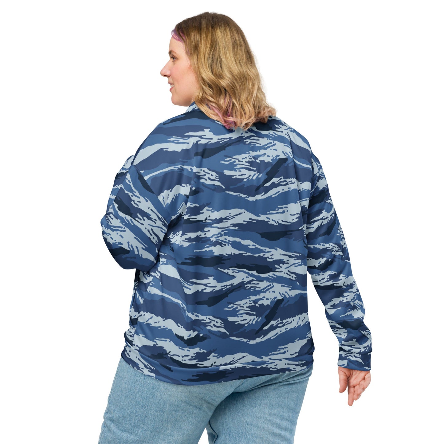 Russian Tiger Stripe Kamysh Blue CAMO Unisex Bomber Jacket - Jackets