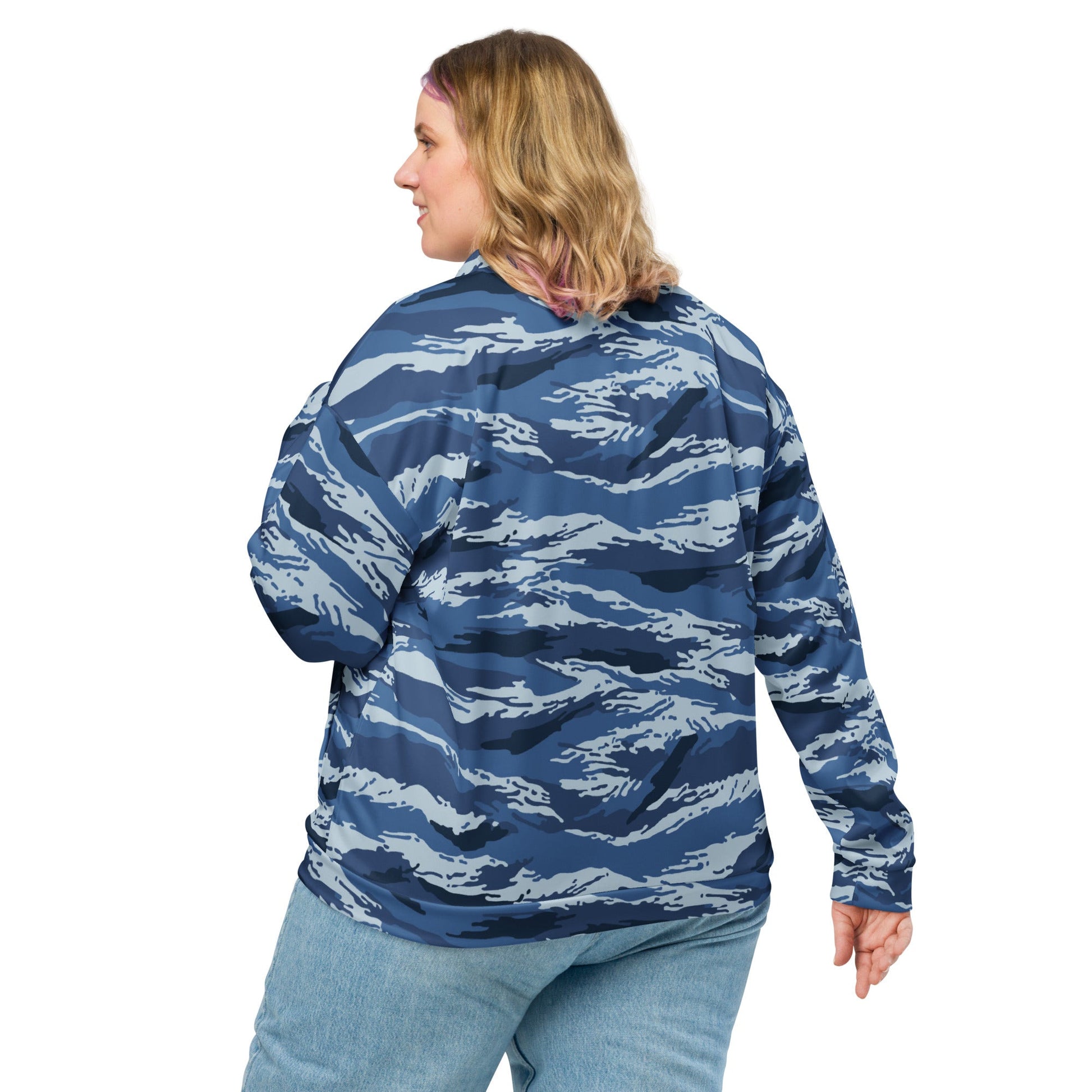 Russian Tiger Stripe Kamysh Blue CAMO Unisex Bomber Jacket - Jackets