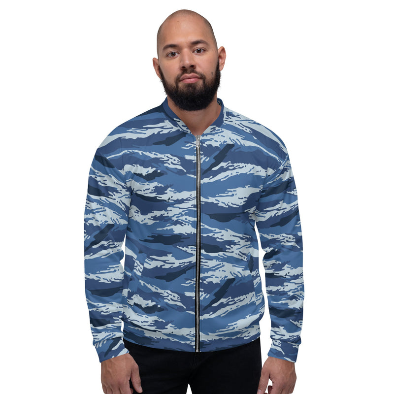 Tiger Stripe Kamysh Blue CAMO Unisex Bomber Jacket