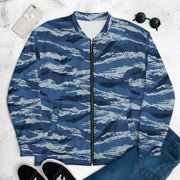 Tiger Stripe Kamysh Blue CAMO Unisex Bomber Jacket - XS