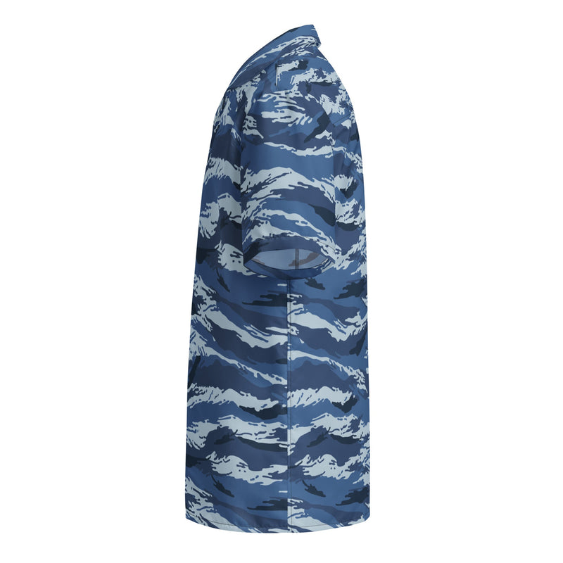Tiger Stripe Kamysh Blue CAMO Unisex Short-Sleeve Button Shirt