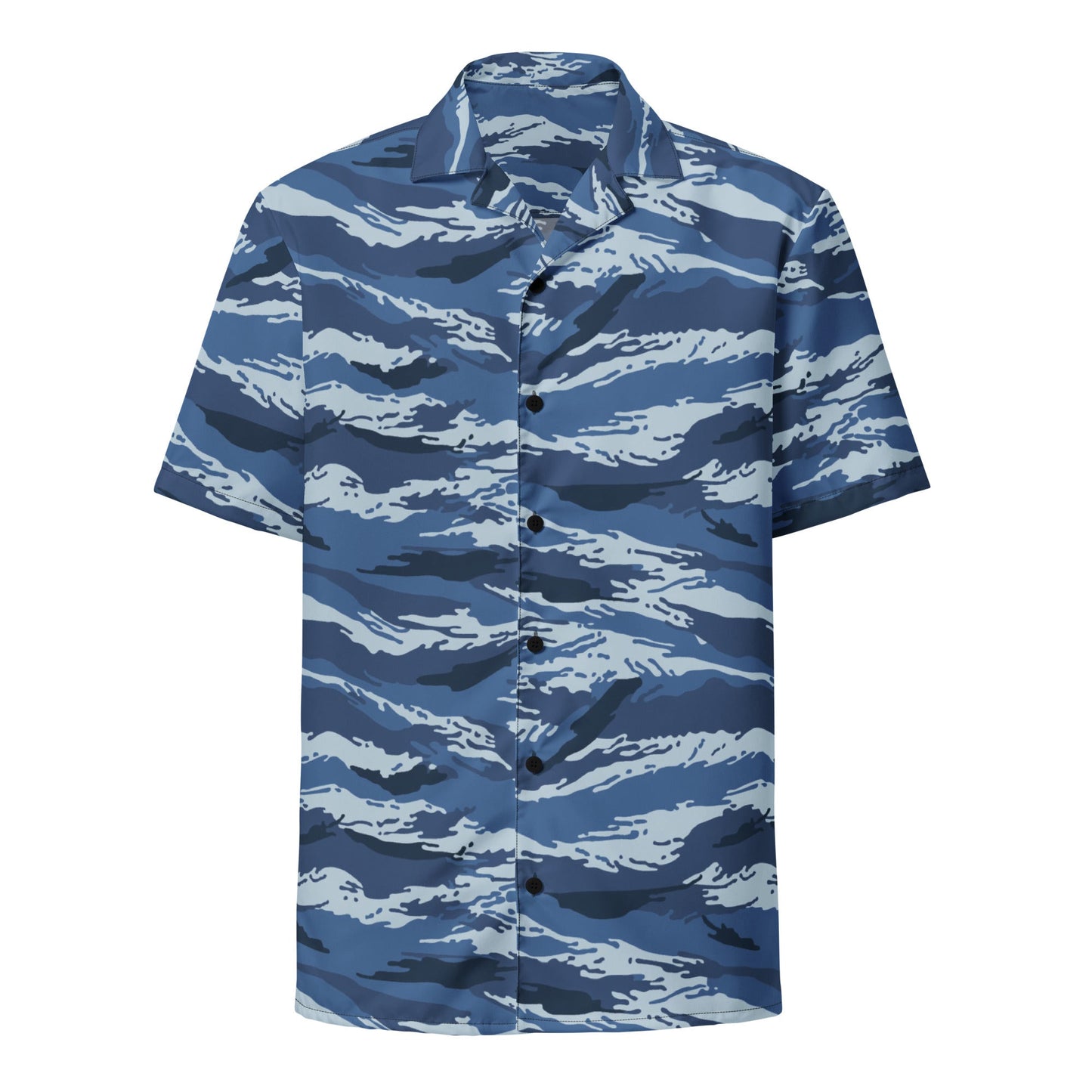 Russian Tiger Stripe Kamysh Blue CAMO Unisex button shirt - Button Shirts