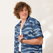 Tiger Stripe Kamysh Blue CAMO Unisex Short-Sleeve Button Shirt