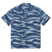Tiger Stripe Kamysh Blue CAMO Unisex Short-Sleeve Button Shirt - 2XS