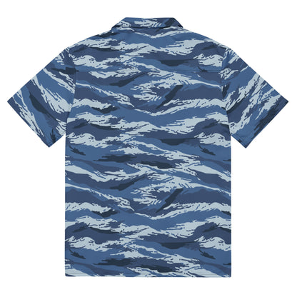 Russian Tiger Stripe Kamysh Blue CAMO Unisex button shirt - Button Shirts