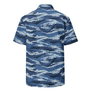 Tiger Stripe Kamysh Blue CAMO Unisex Short-Sleeve Button Shirt