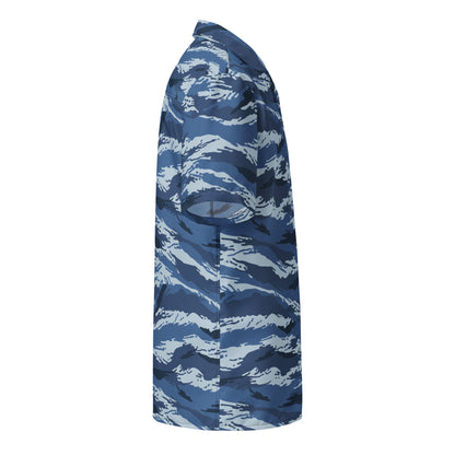 Russian Tiger Stripe Kamysh Blue CAMO Unisex button shirt - Button Shirts