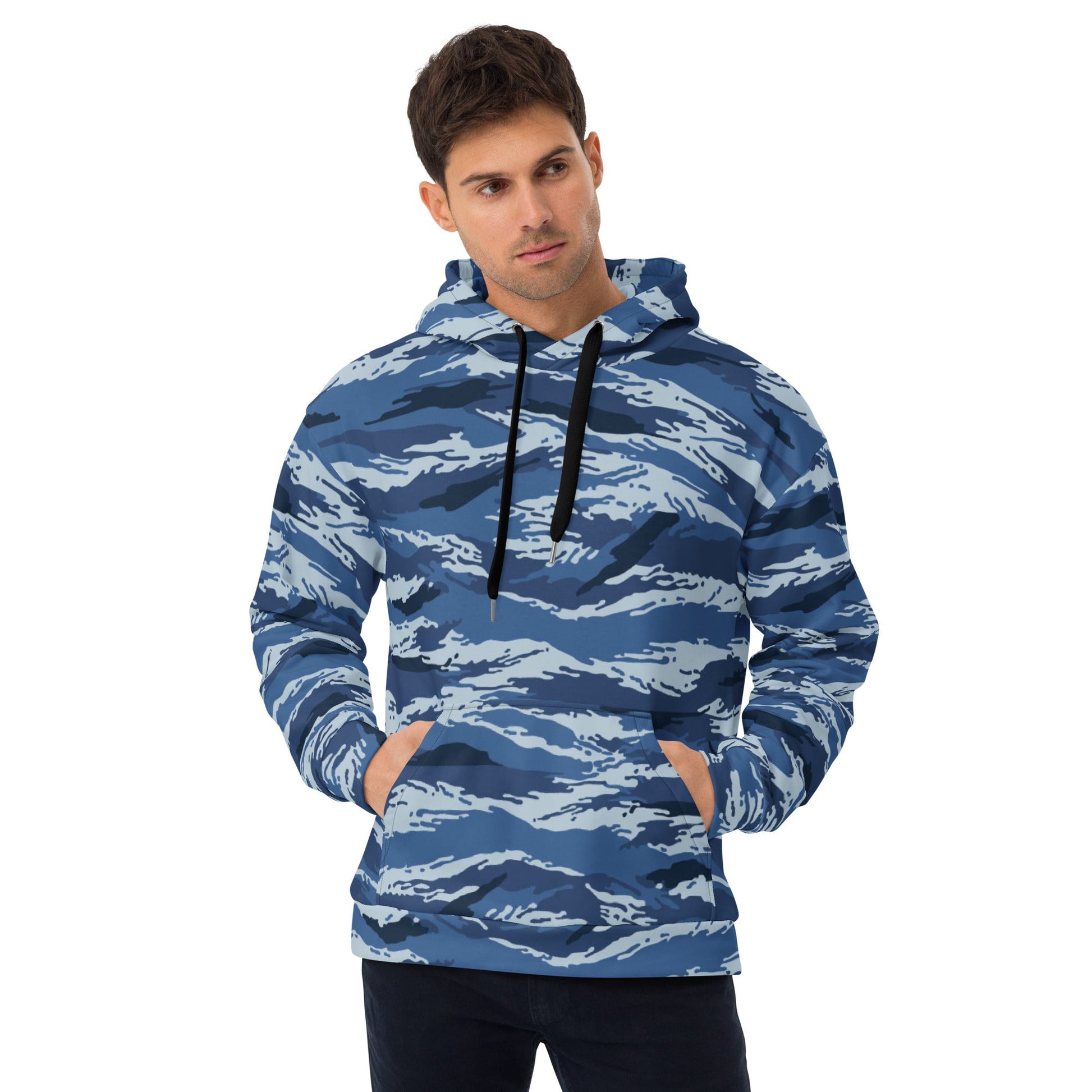 Russian Tiger Stripe Kamysh Blue CAMO Unisex Hoodie - 2XS - Hoodies